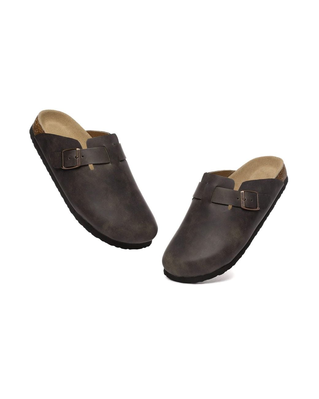 EverAu Australia Brown Hardhead Leather Comfort Clog Sandals for men