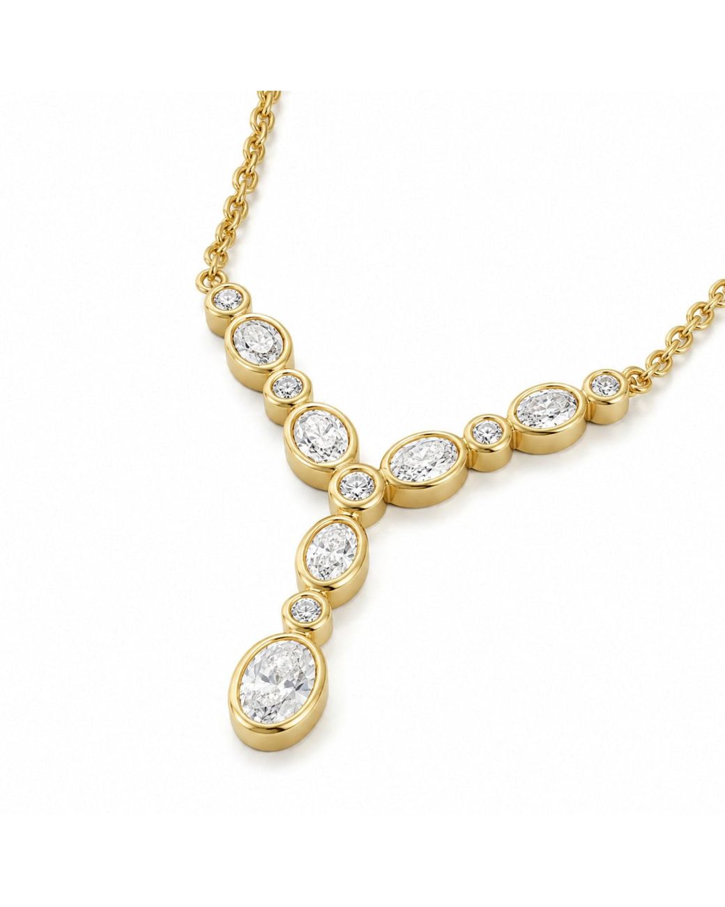 Artisan Metallic 14K Oval Diamond Station Y Necklace