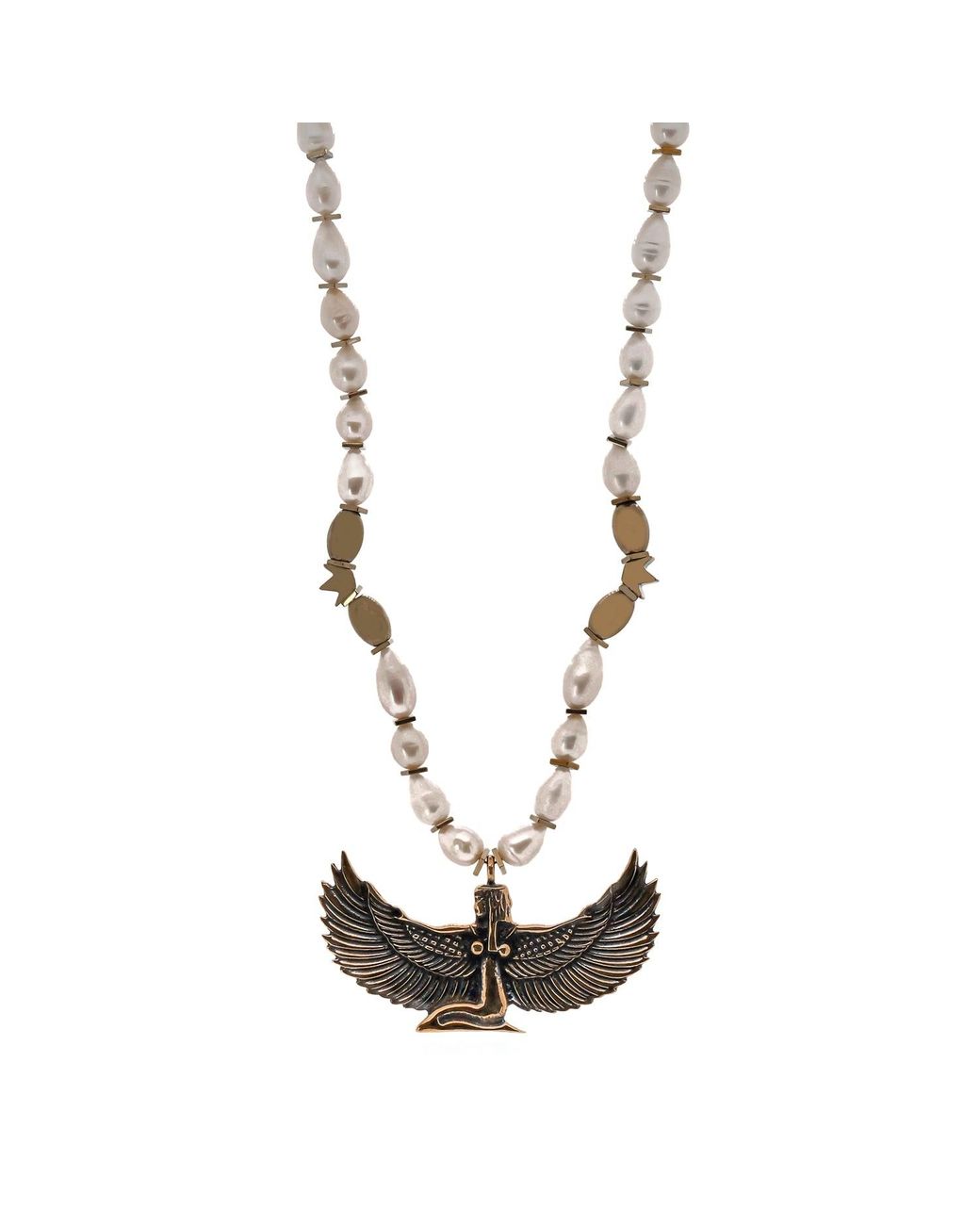 Ebru Jewelry Multicolor Teardrop Pearl Magical Goddess Isis Pendant Beaded Necklace