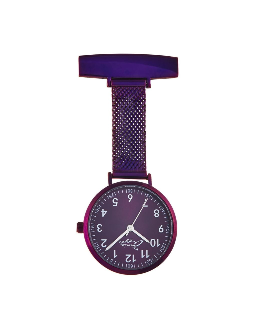 Bermuda Watch Company Annie Apple Meraki Silver & Purple Mesh Nurse Fob Watch