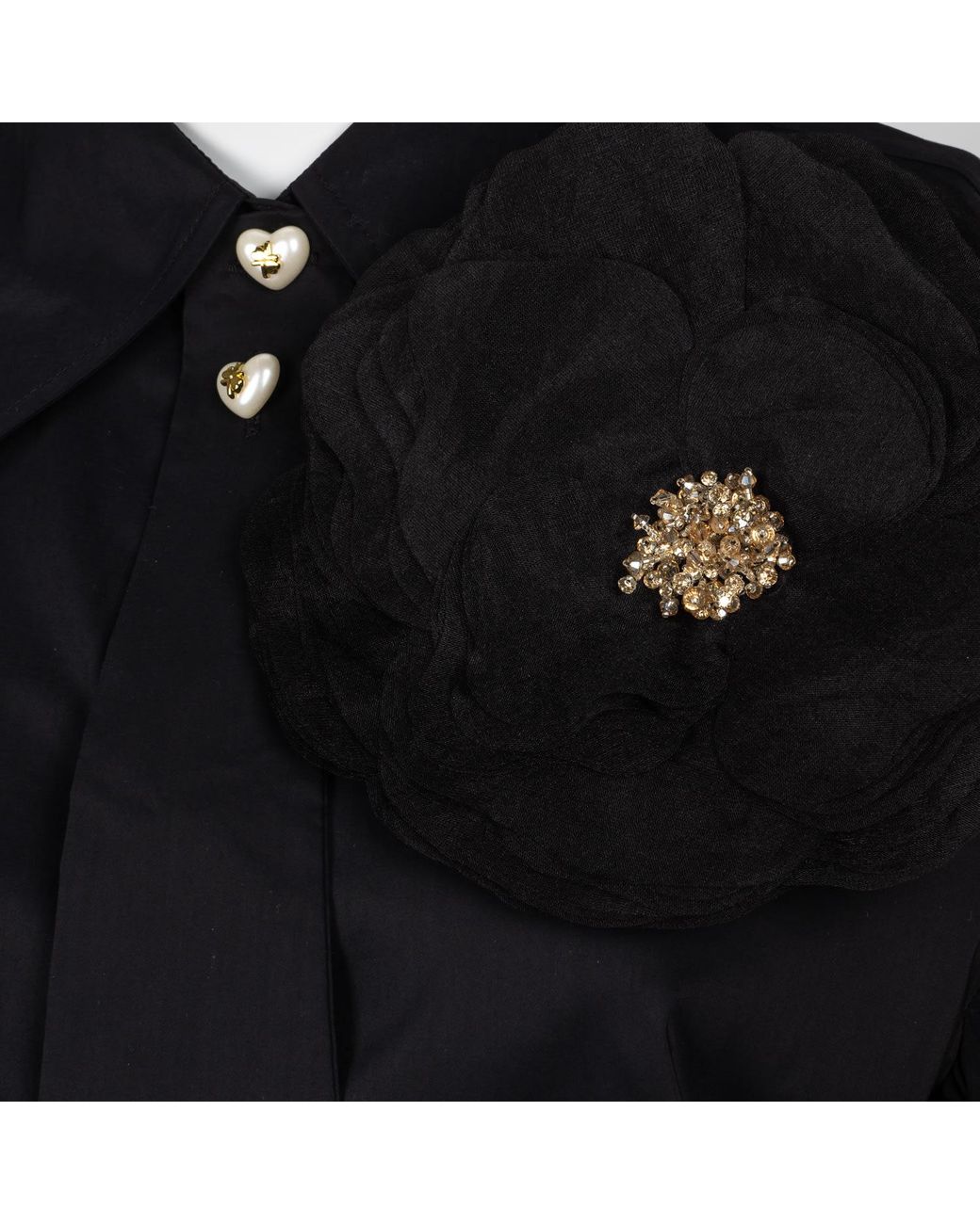 House of Laines London Black Laines Couture Tie Shirt With Corsage