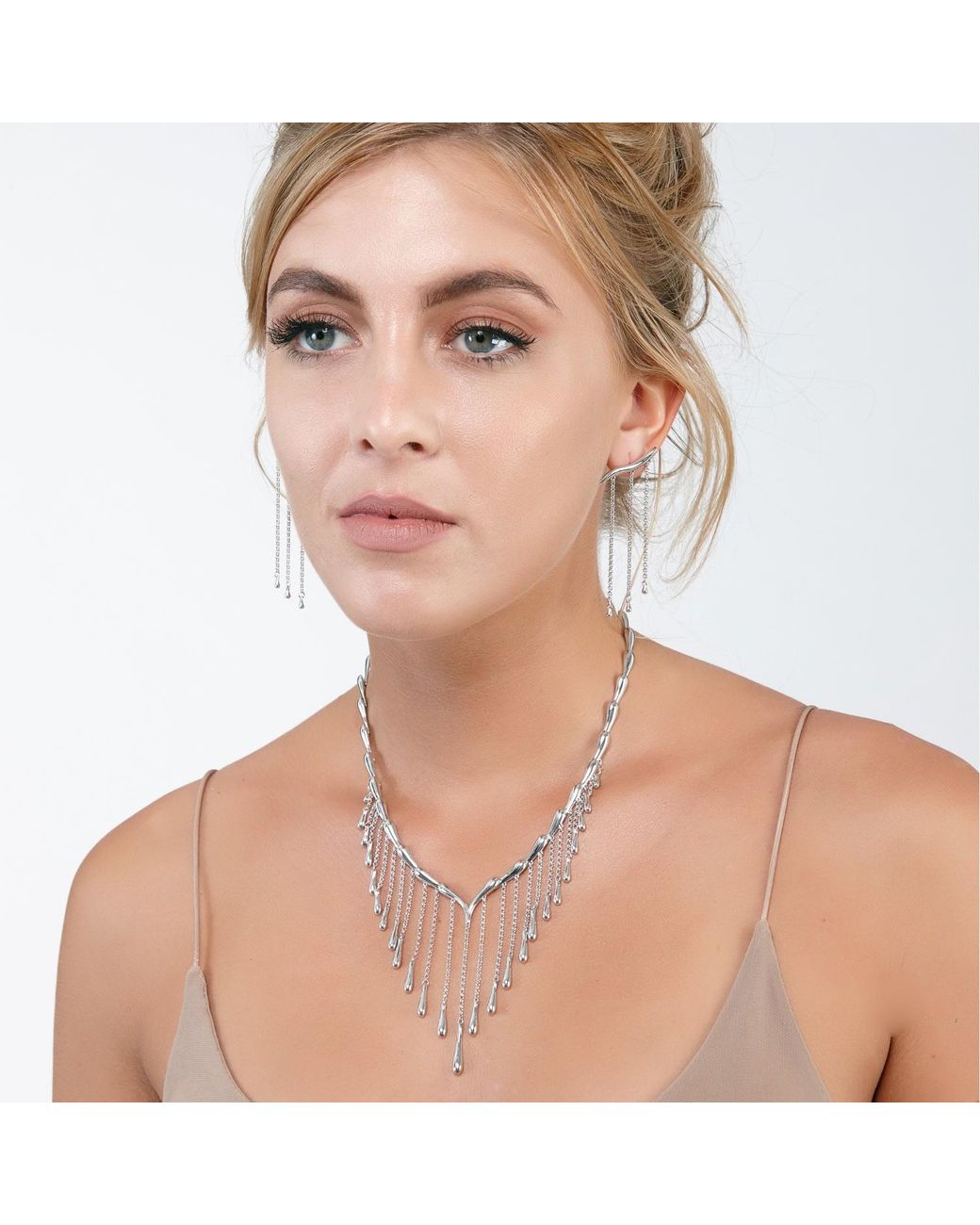 Lucy Quartermaine Metallic Solid Sterling Waterfall Necklace