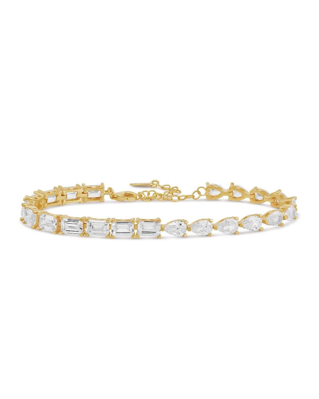 SHYMI Metallic Half Emerald Half Pear Tennis Bracelet