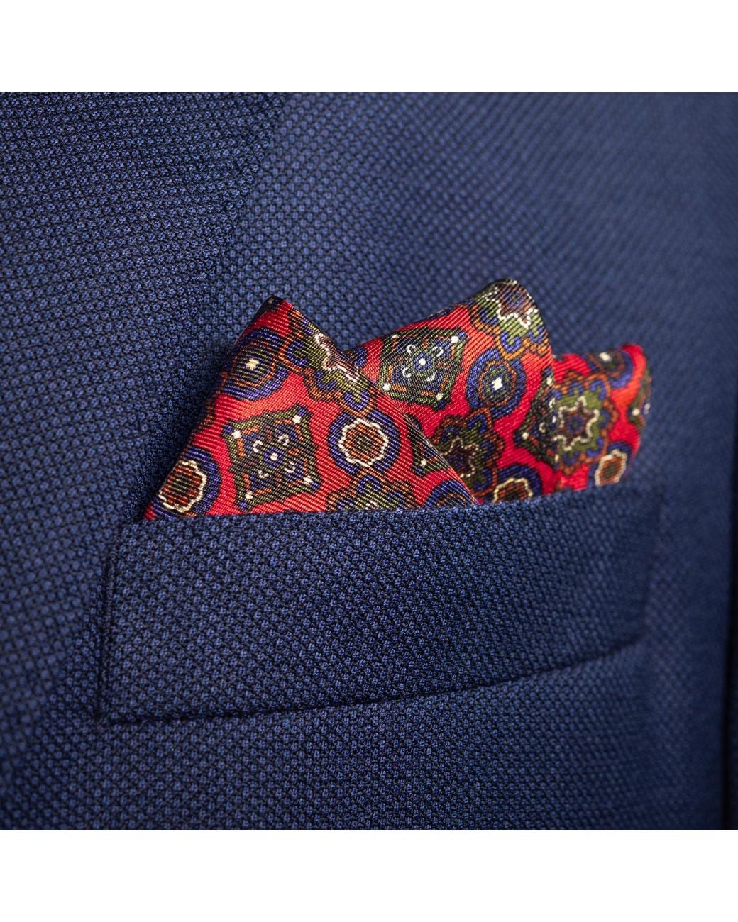 Otway & Orford Purple 'Millefiori' Silk Pocket Square for men