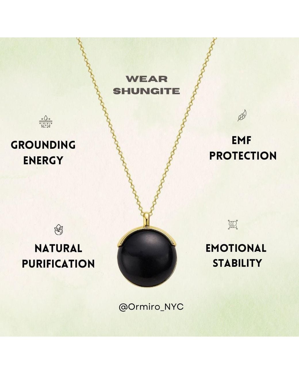 Ormiro Metallic Shungite Emf Protection Necklace