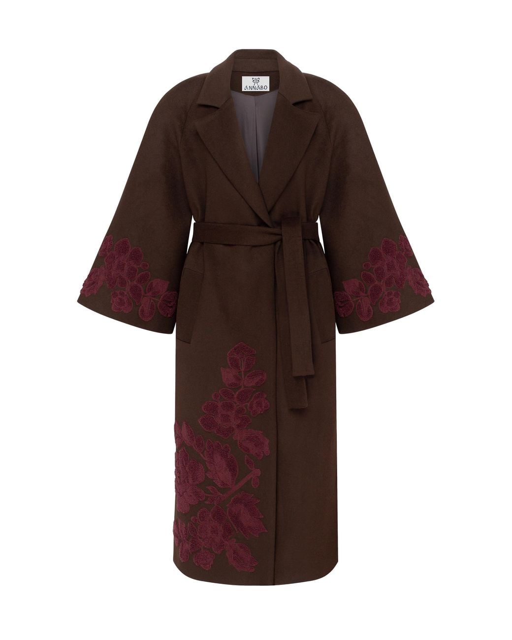 Annabo Ashen Rose Embroidered Wool & Cashmere Coat