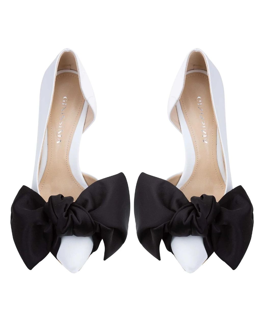 Ginissima Black Samantha Leather And Oversized Satin Bow Open Sided Stiletto