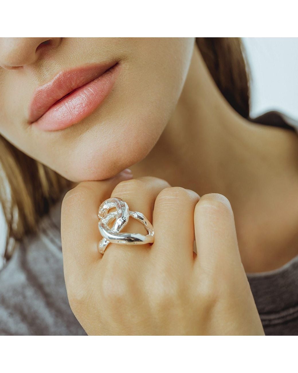 Mercela Metallic Sculptural Organic Intertwined Statement Ring – Contemporary Artisan Jewellery Inspired By Natural Forms
