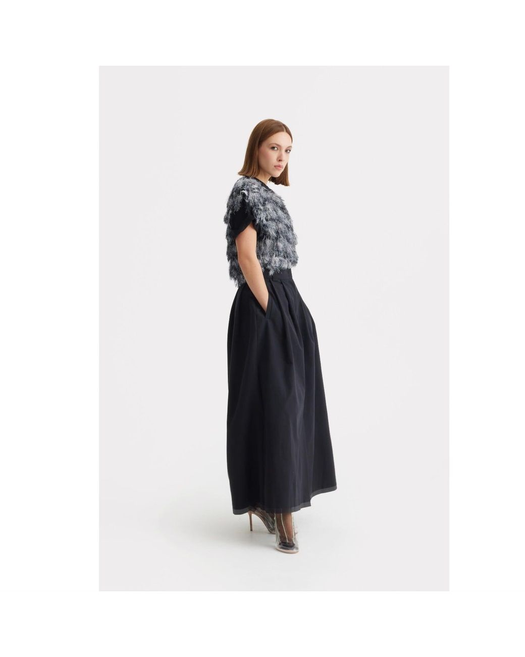 Julia Allert Black Casual A-Line Maxi High Waist Skirt