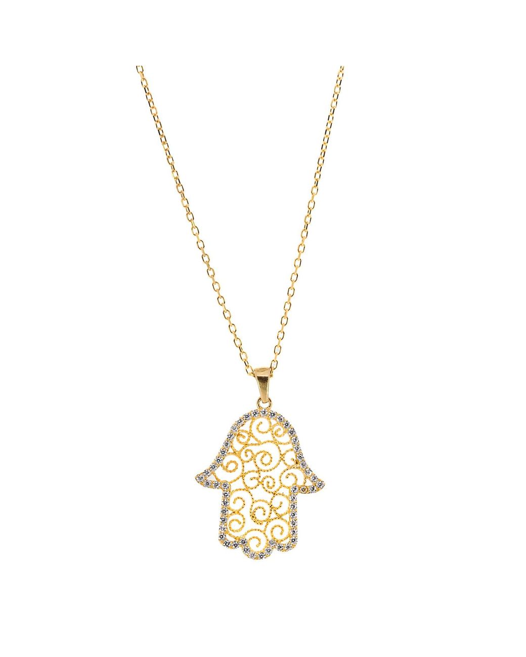 Ebru Jewelry Metallic Soul Journey Hamsa & Diamond Necklace