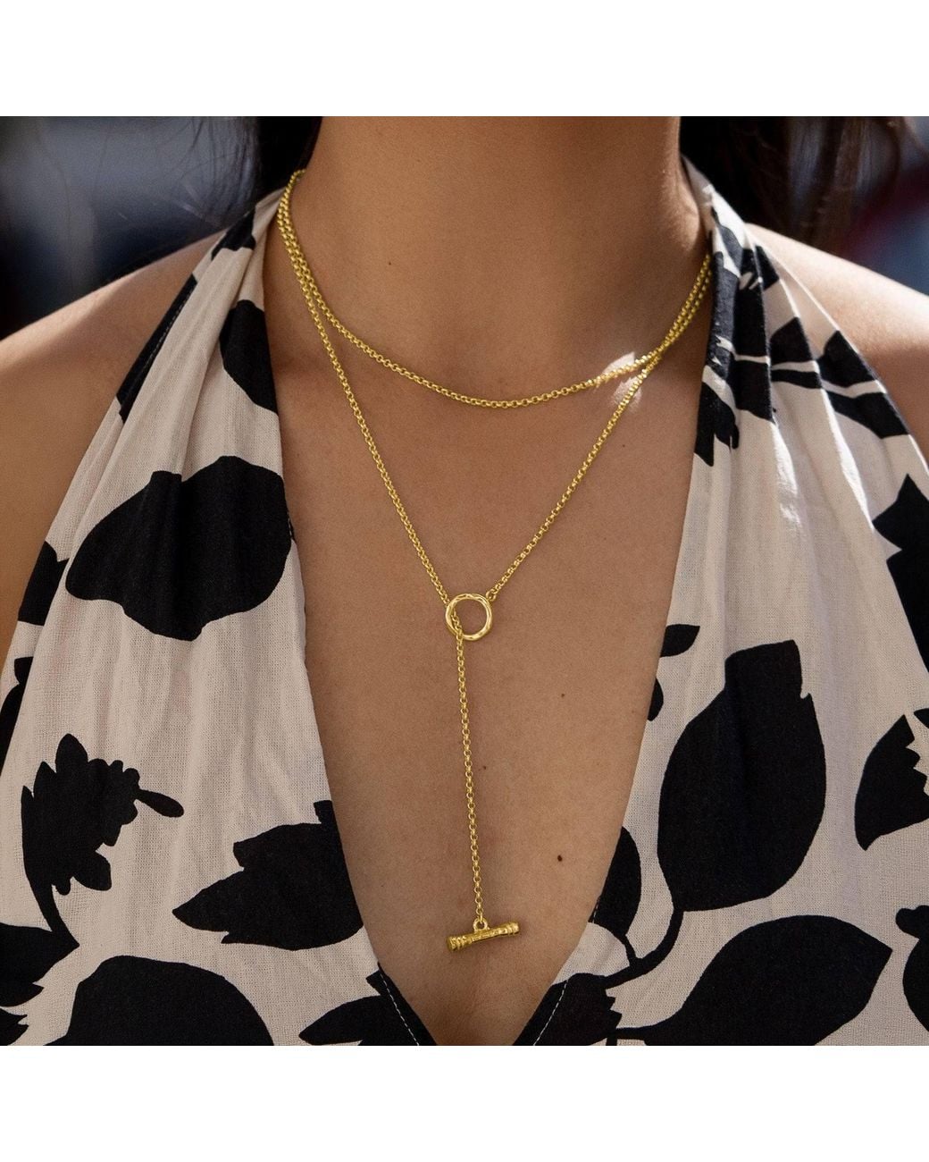 Dower & Hall Metallic Nomad T-Bar Lariat Necklace