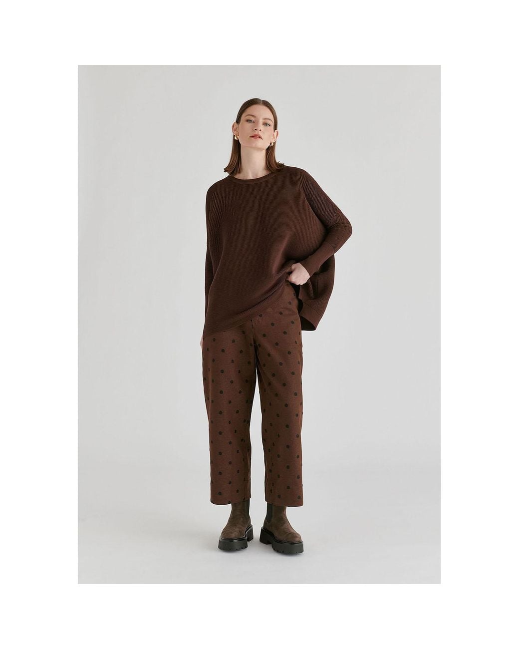 Paisie Brown Ribbed Jumper