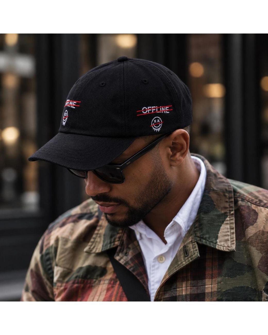 Chic Urban Black Offline Signal Baseball Cap for men