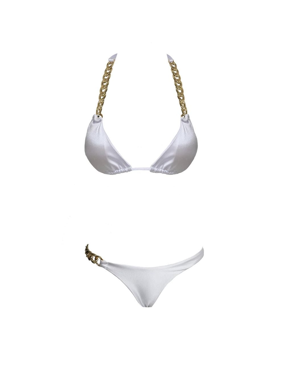 Ak Royalty Resortwear White Mona Chain Bikini