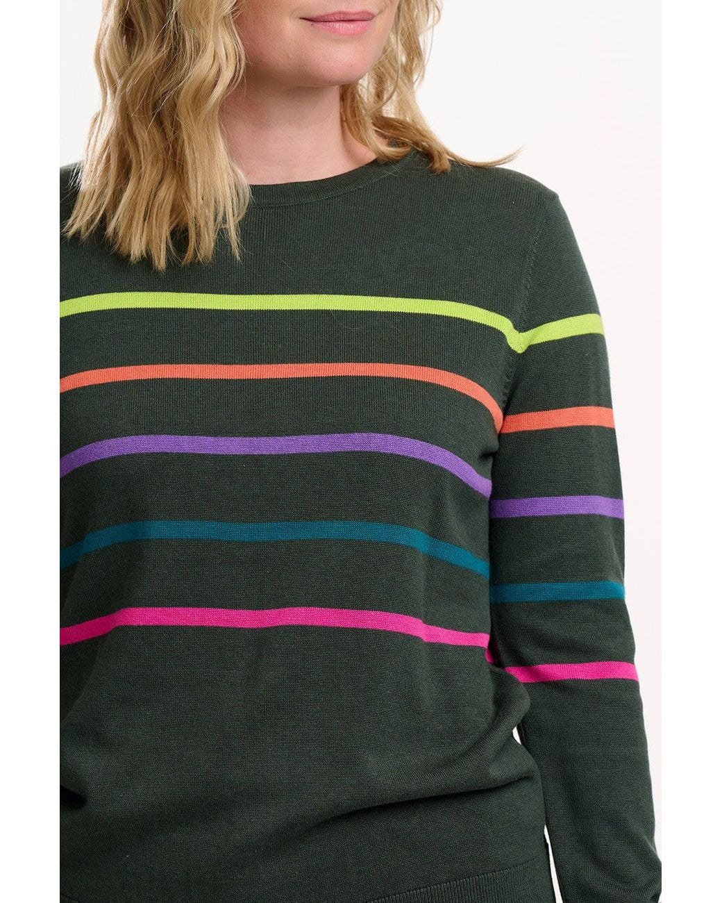 Sugarhill Green Rita Sweater Khaki Stripe