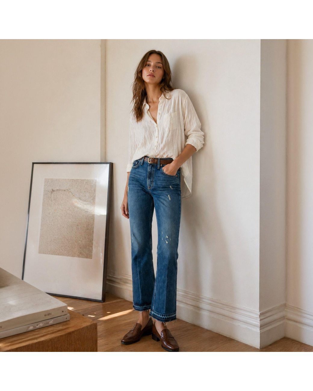 NOEND Blue Farrah Kick Flare Jeans