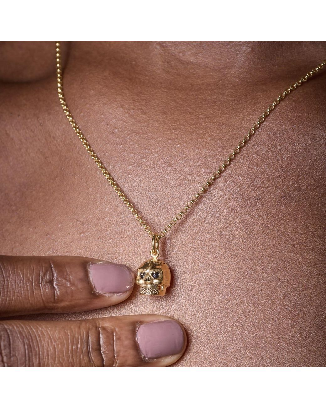 Scream Pretty Metallic Skull Charm Necklace