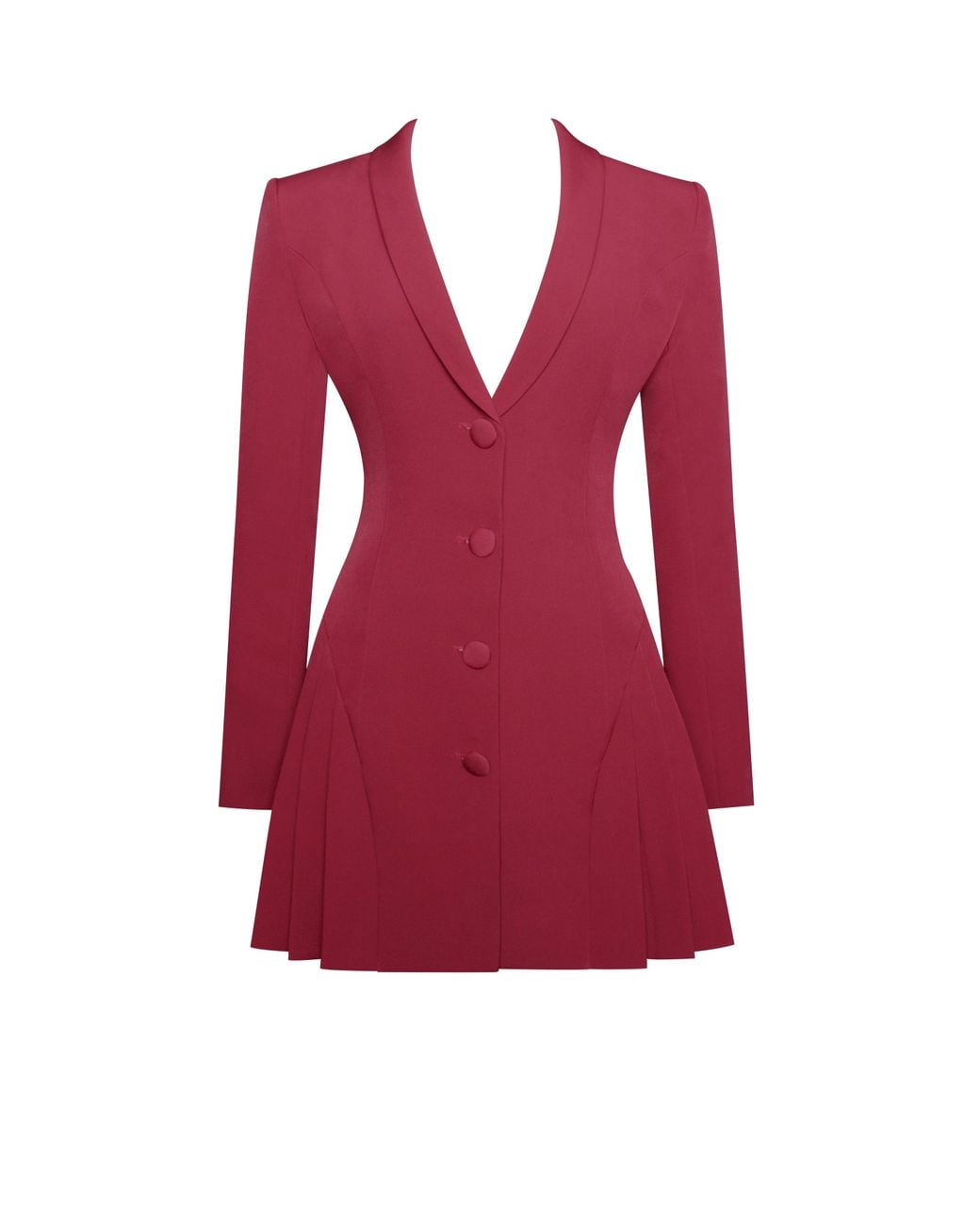 Miss Circle New York Red Delia Burgundy Blazer Dress With Pleated Detail