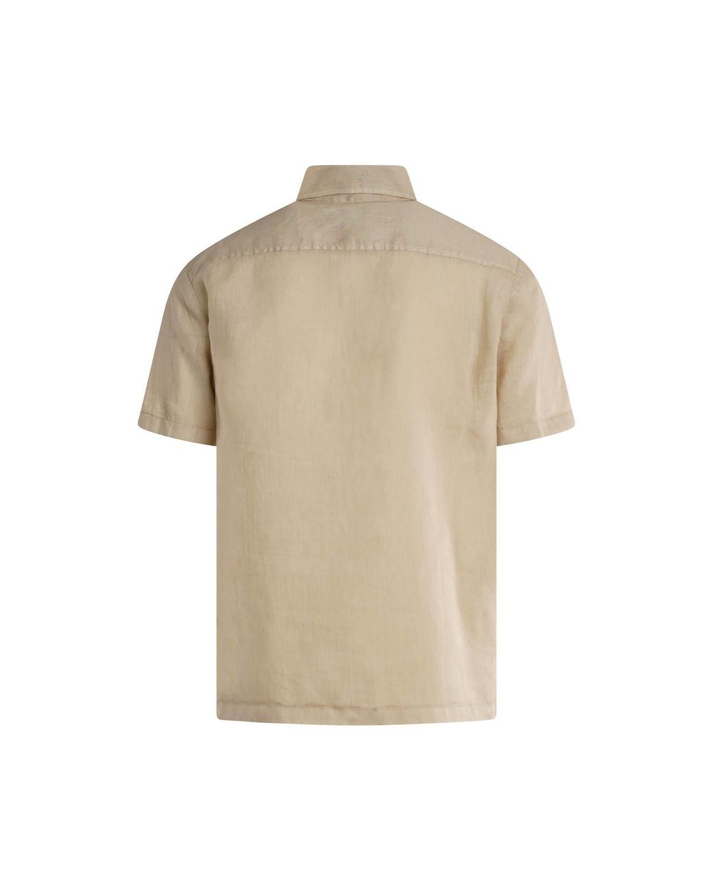 Haris Cotton Natural Neutrals Short Sleeved Front Pocket Linen Shirt-Beach Sand for men