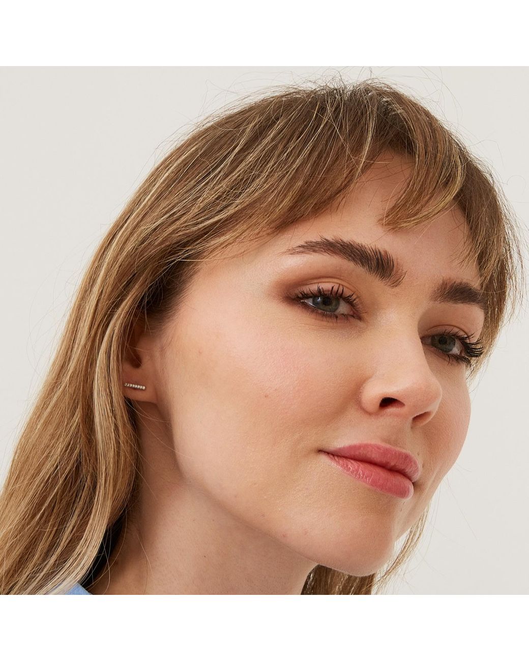 Spero London White Bar Stud Zirconia Earring Sterling