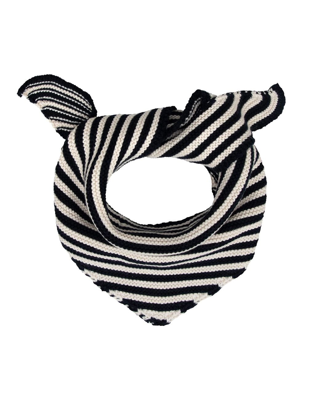 Paul James Knitwear Black Cotton Fender Garter Knit Striped Mini Neckerchief