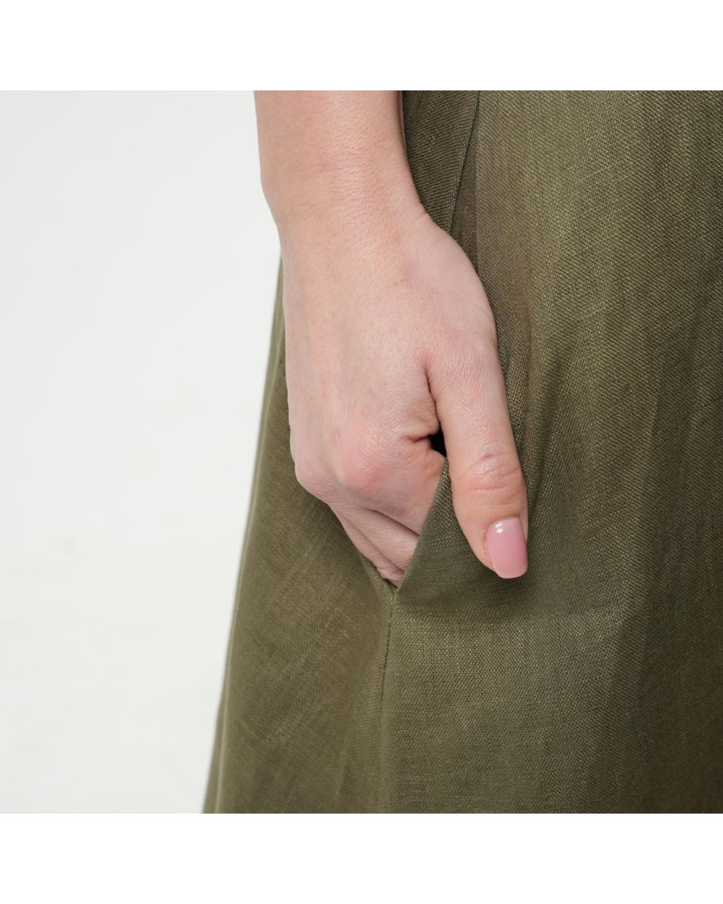 Metamorph Green Large Collar Linen Maxi Dress