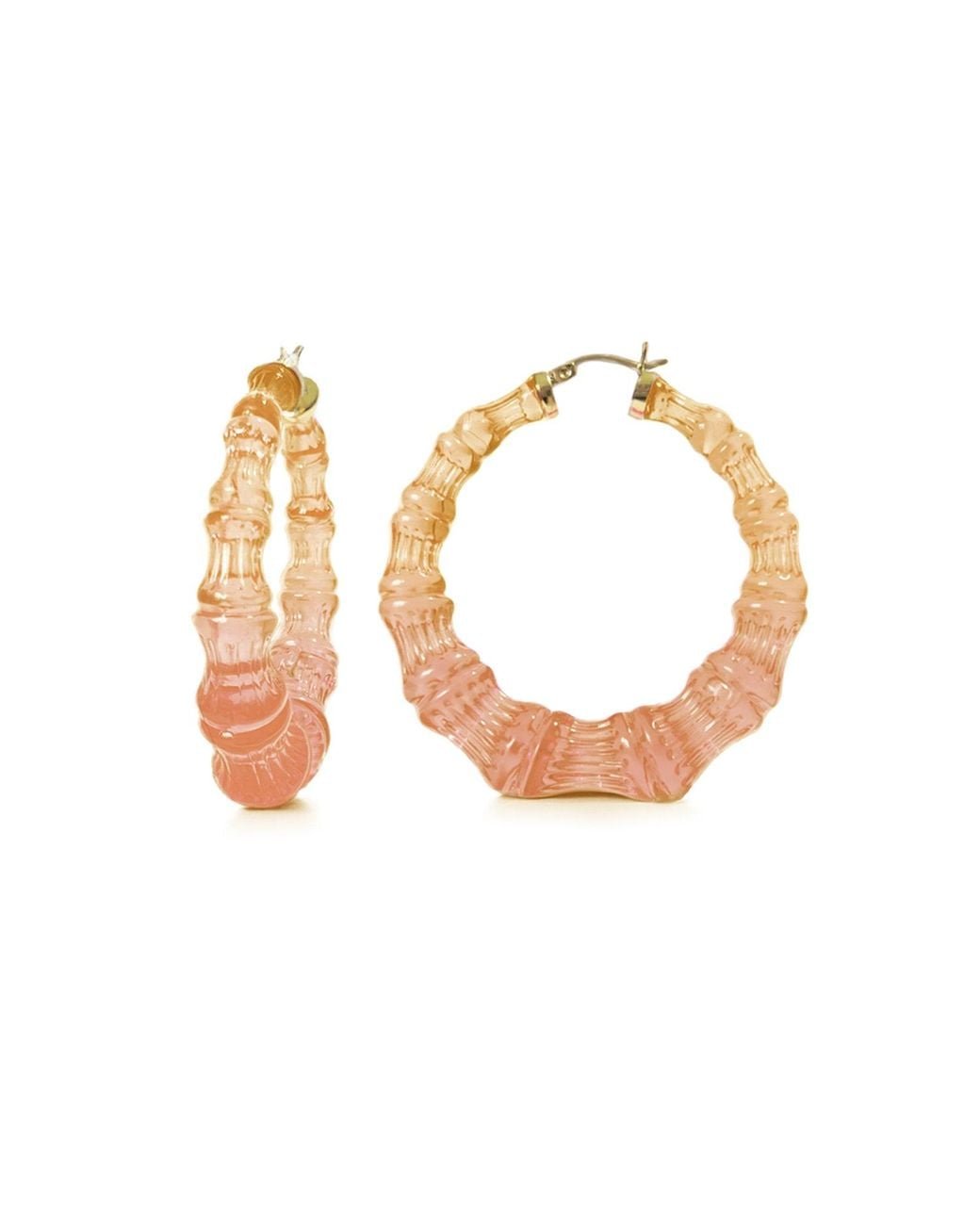 Gold & Honey White Autumn Leaves Bamboo Hoop Earrings