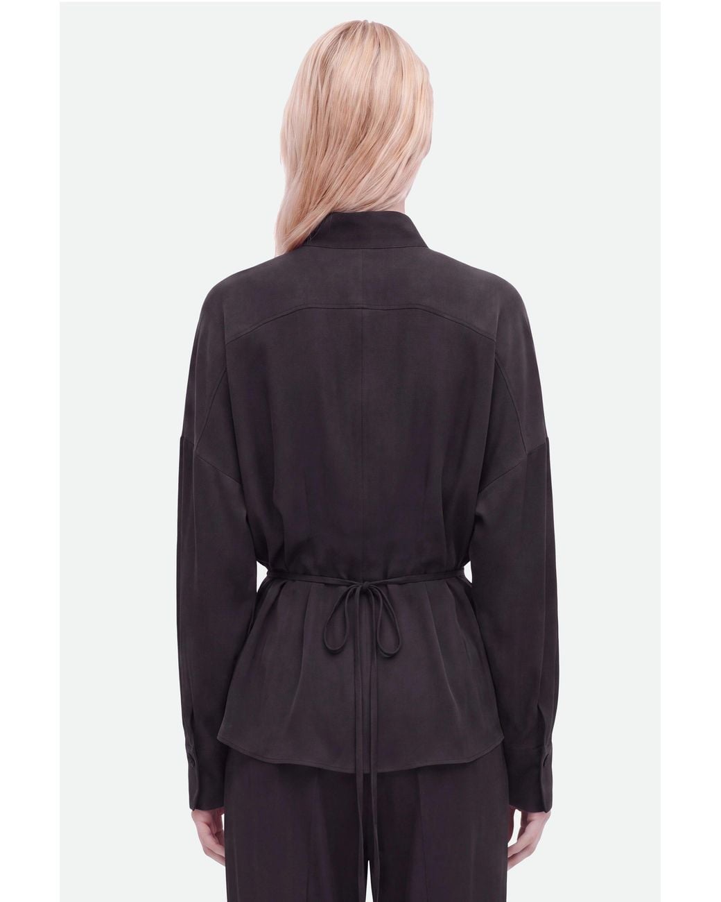 Nocturne Black Tie Detail Stand Collar Shirt
