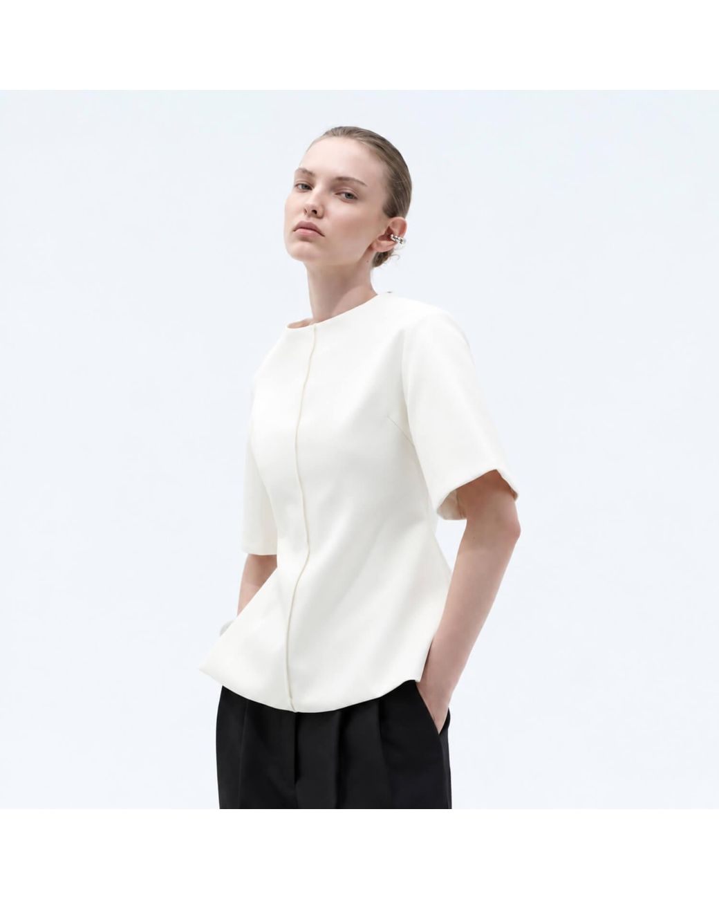 Elamins White Structured Hourglass Top