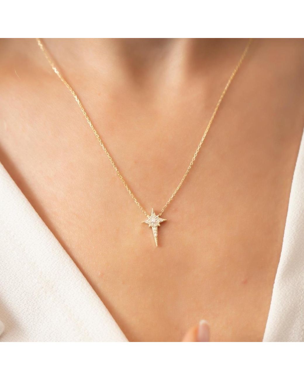 Spero London Metallic Northern Star Polaris Starburst Sterling Necklace