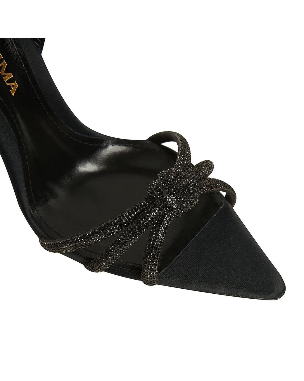 Ginissima Black Daisy Crystals And Satin Sandals
