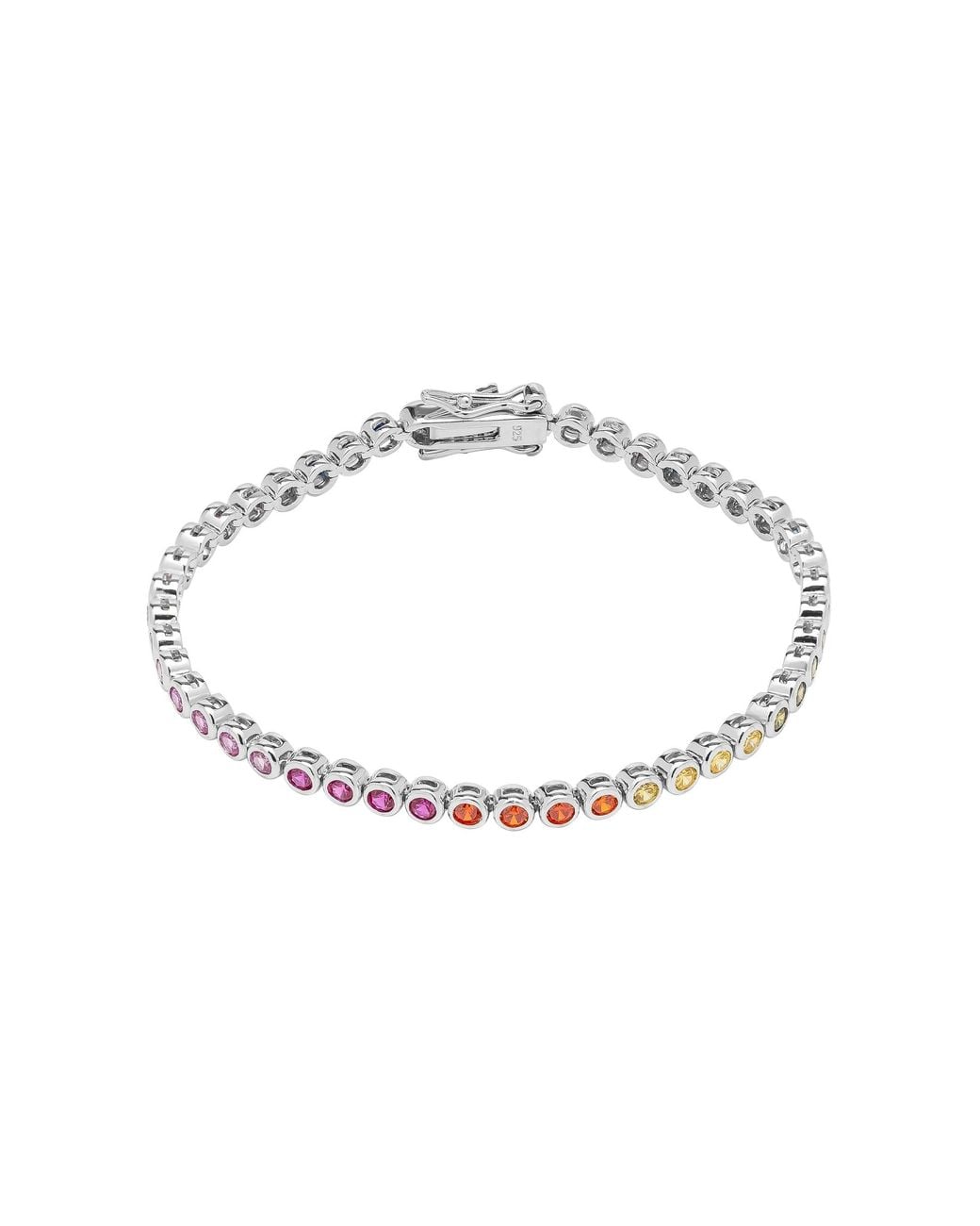 Spero London Metallic Sterling Large Multicolour Bezel Tennis Bracelet