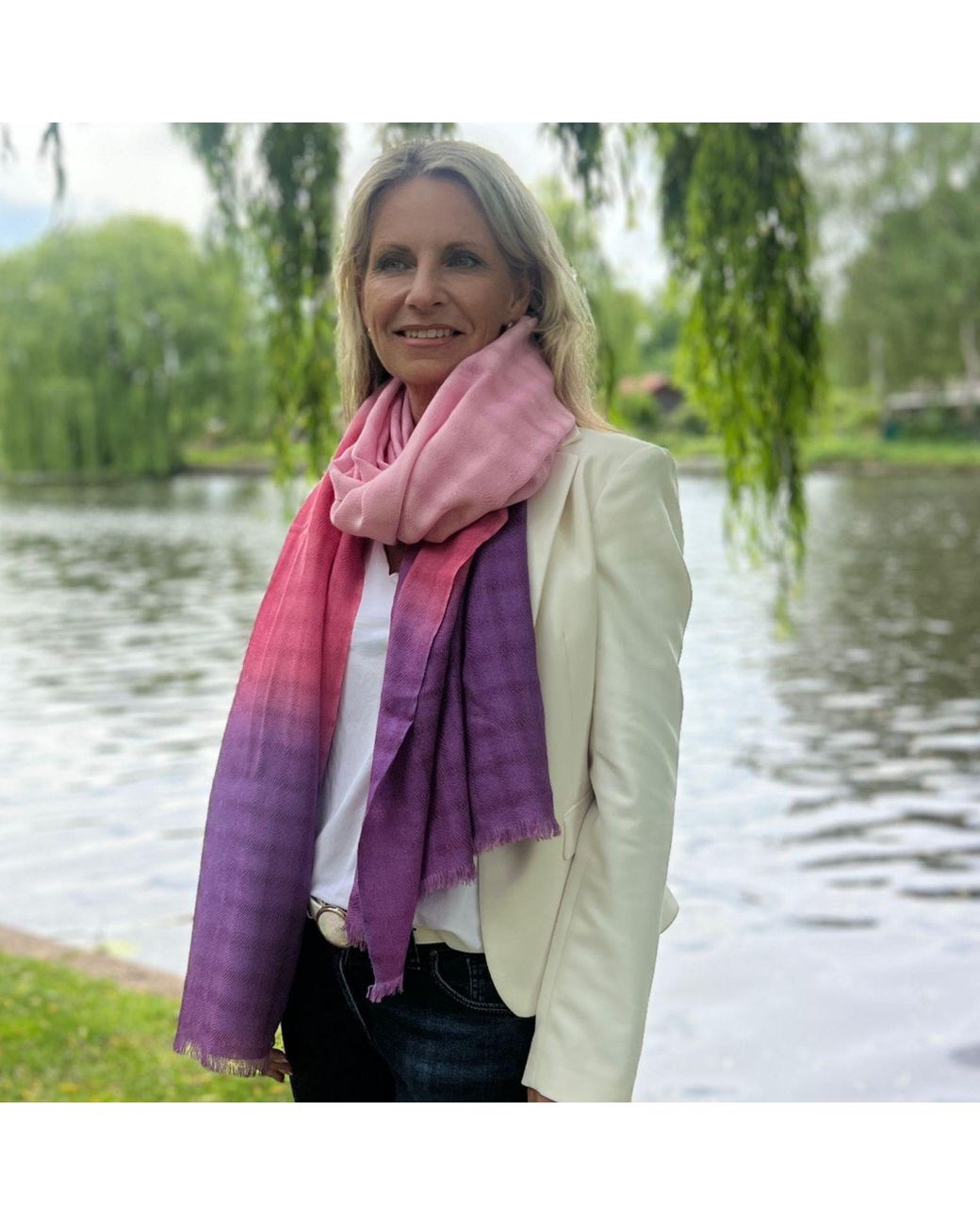 Heritagemoda Purple Handwoven Ombré Pure Wool Scarf