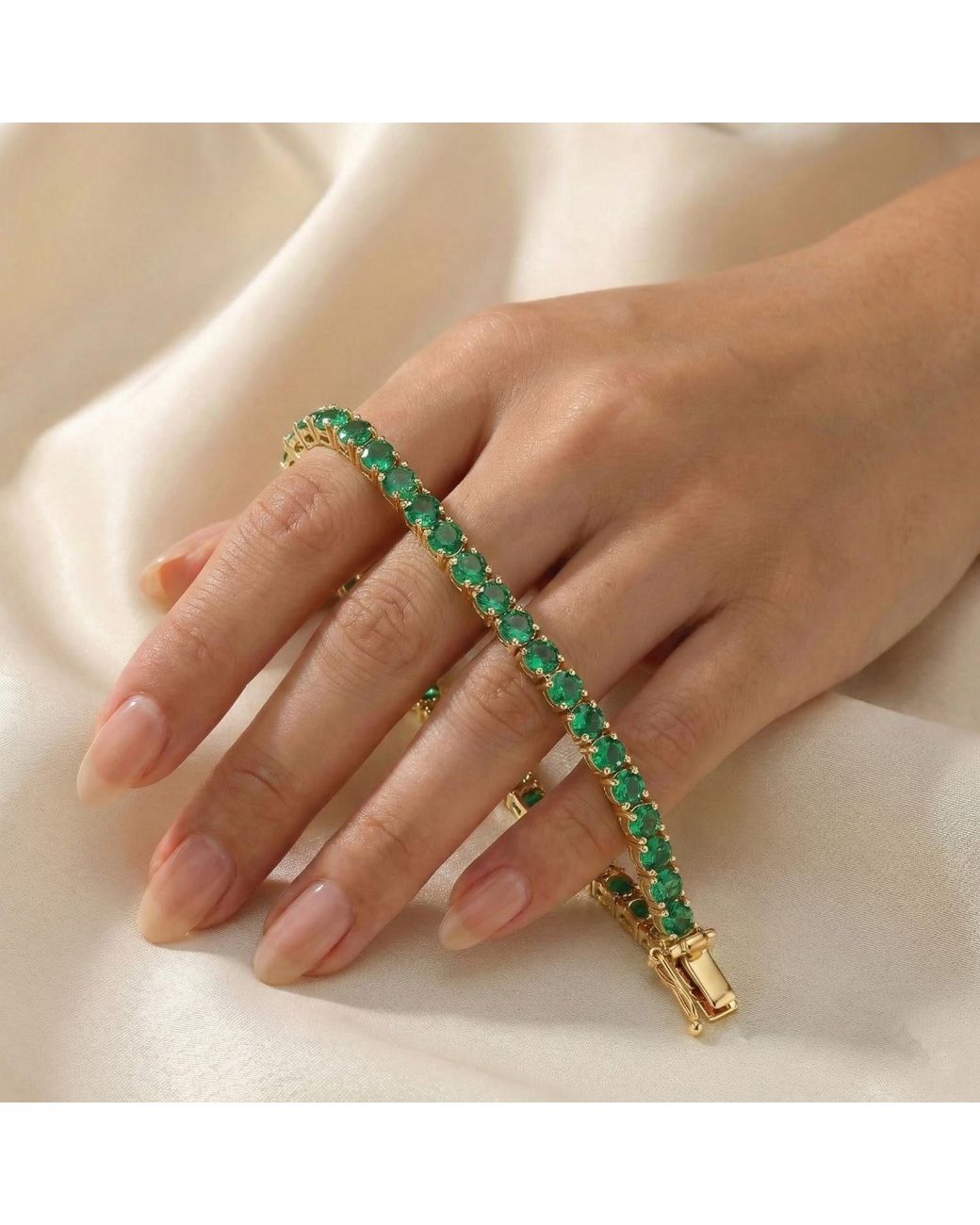 Genevive Jewelry Green Rachel Glauber Plated Cubic Zirconia Tennis Bracelet