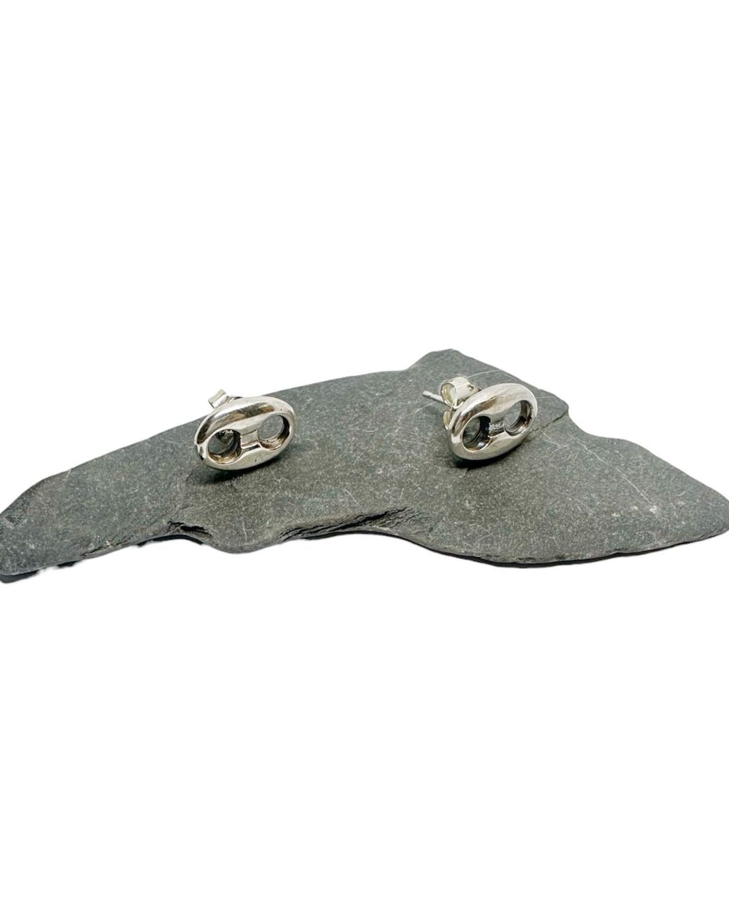 Tg-Jewellery by Tamara Gervasio Metallic Hand-Carved Sterling Stud Earrings – Anchor Link Design