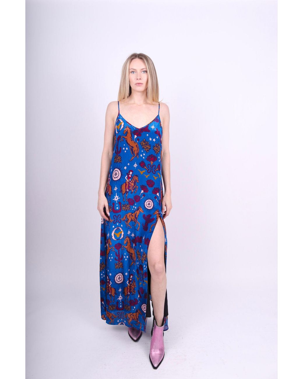 Any Old Iron Blue Easy Rider Star Viscose Dress