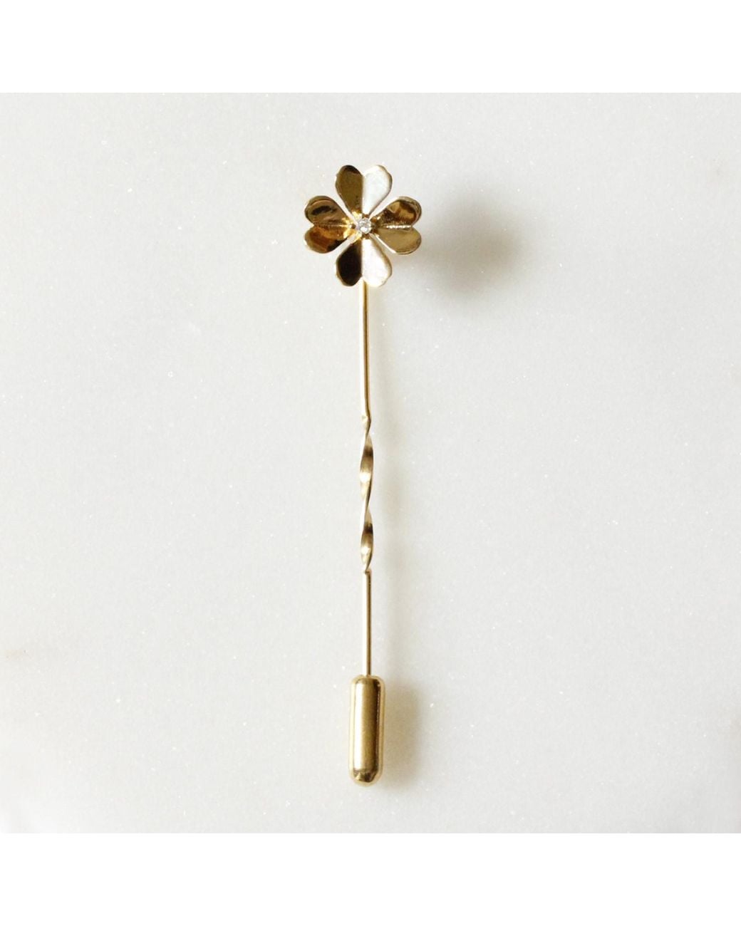 Lee Renee Metallic Diamond Lucky Clover Tie Pin/ Twist Tie Pin– for men