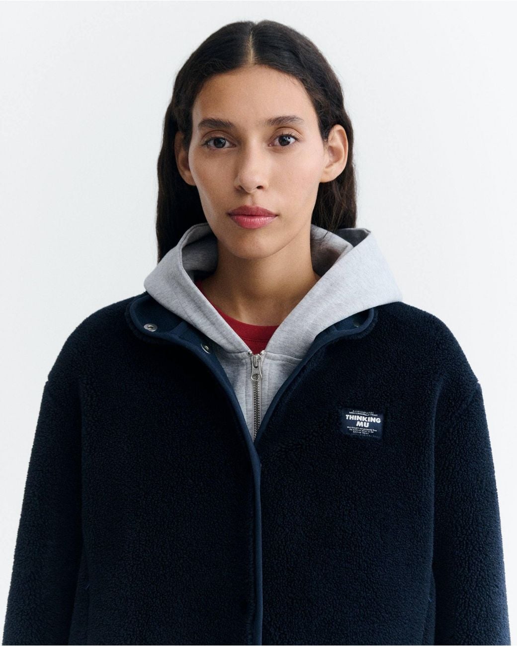 Thinking Mu Blue Kourtney Shearling Jacket