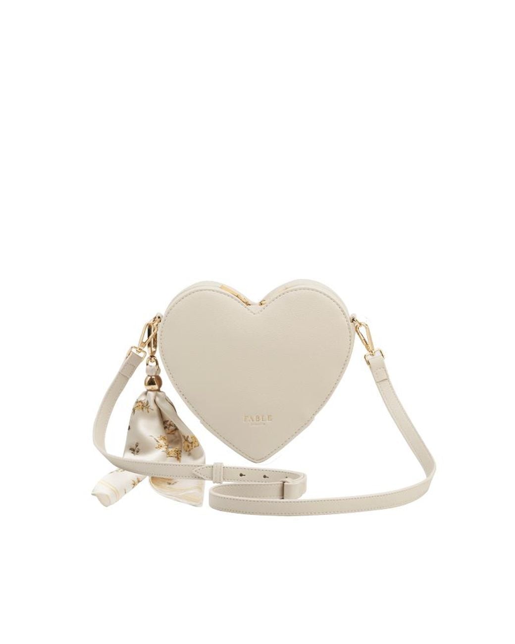 Fable England White Neutrals Heart Crossbody Bag
