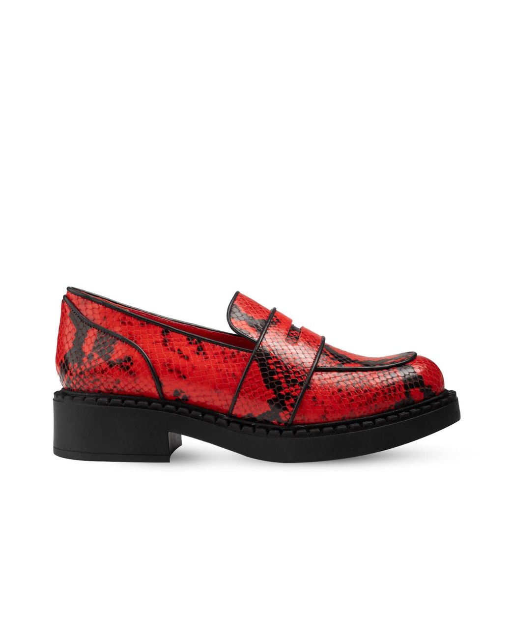 Rosamund Muir London Red Stratford & Snake Print Loafers