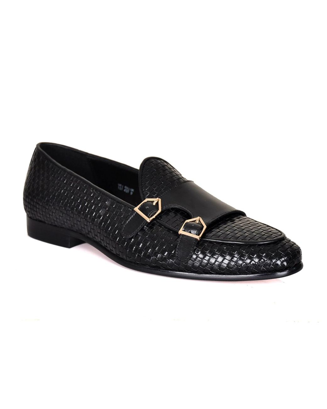 DAVID WEJ Black Lorenzo Woven Monk Strap Loafers for men