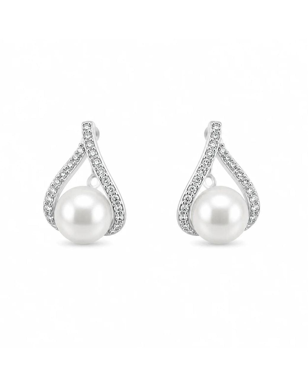 Angel Barocco Metallic Freshwater Pearl Crystal Teardrop Stud Earrings