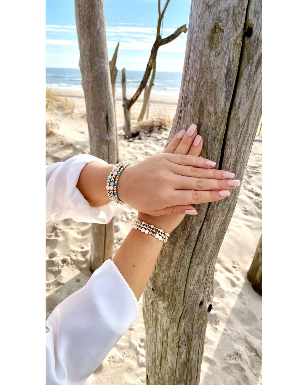 Olivia Le Metallic Santorini Dreams Pearl Gold Bracelet