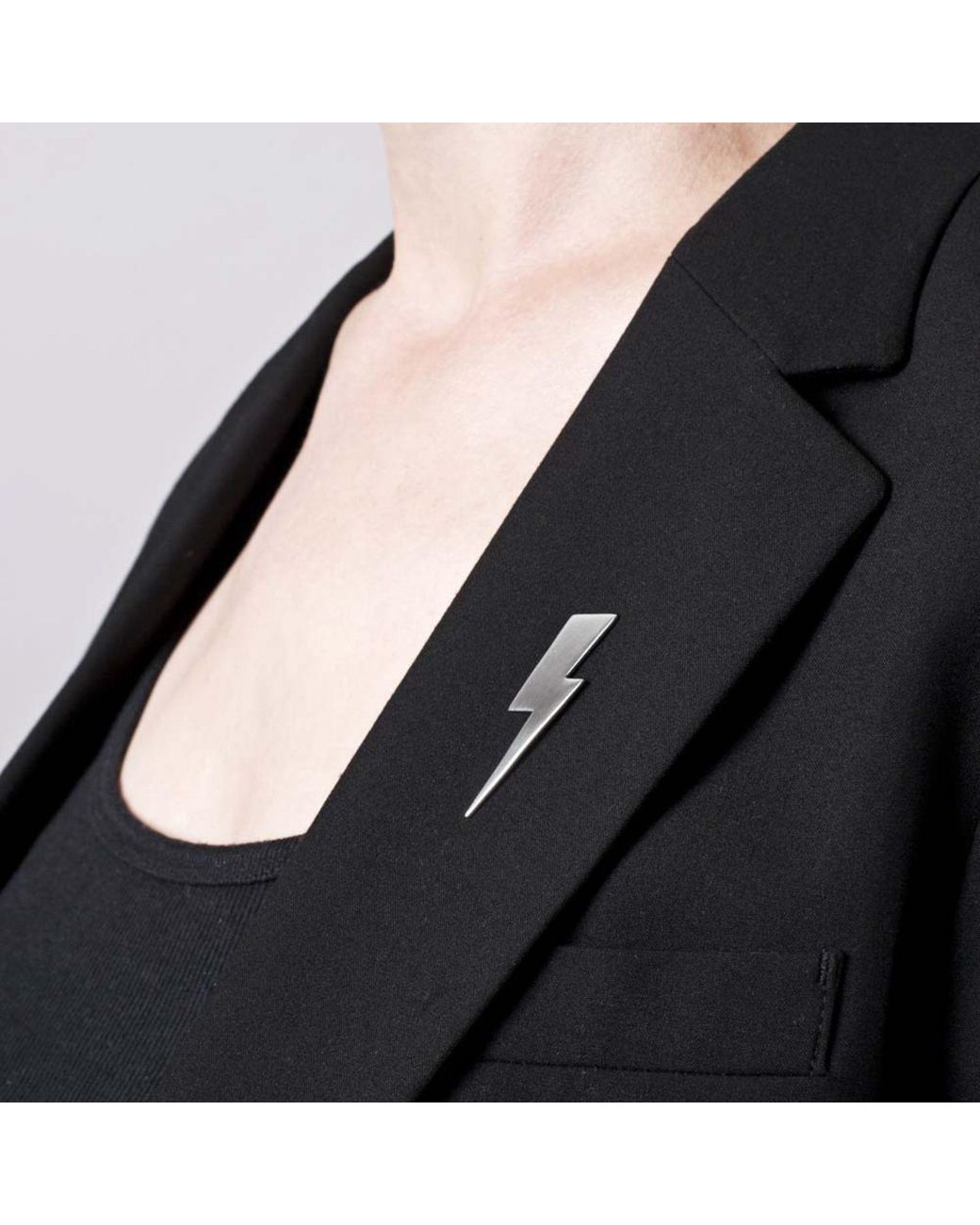 Edge Only Metallic Flat Top Lightning Bolt Pin Sterling for men