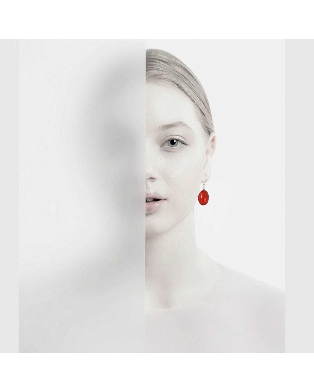 Laura Daili Red Ruby Oval Glass Earrings