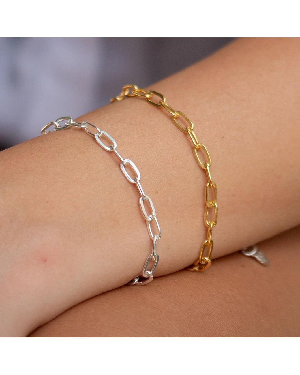 Lily Charmed Metallic Plated Chunky Oval Link Charm Bracelet