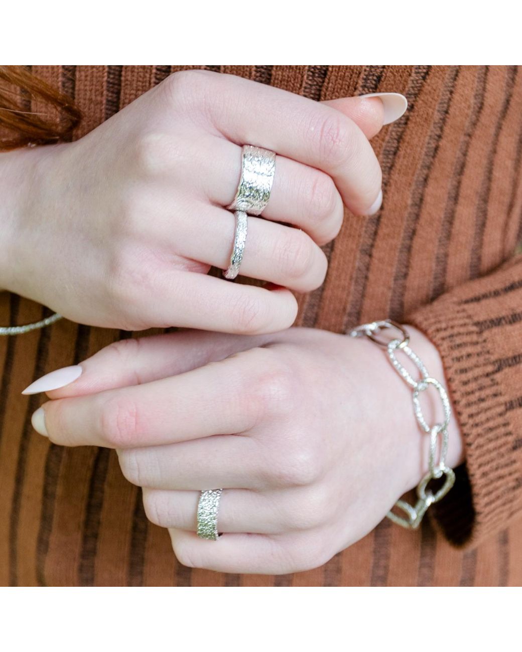 Lucy Quartermaine Metallic Solid Sterling Slim Hula Ring