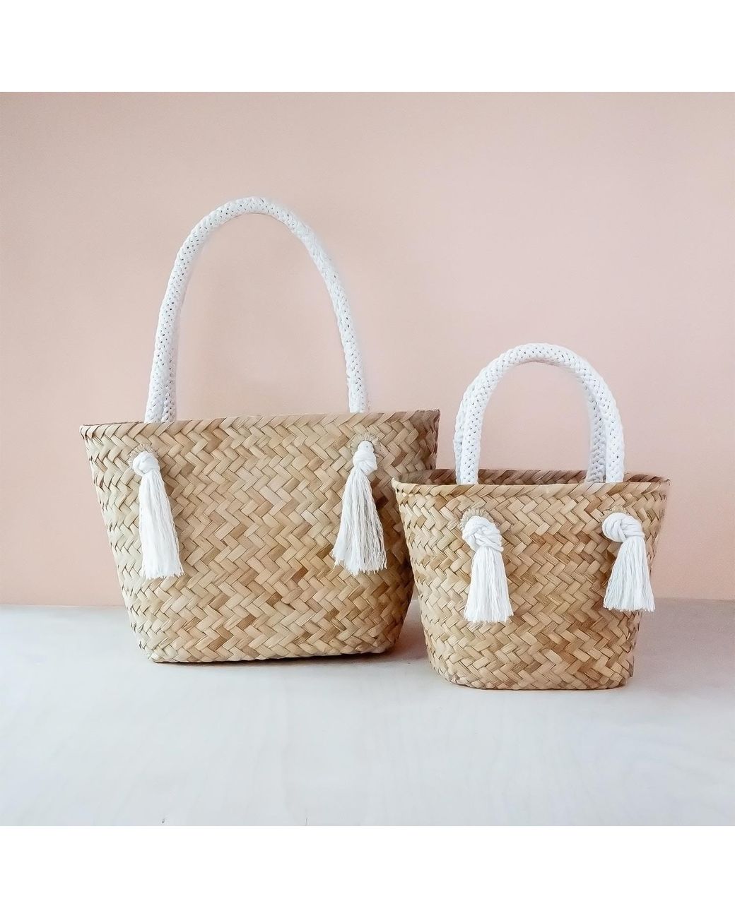 LIKHÂ White Oat Small Classic Tote Bag With Braided Handles