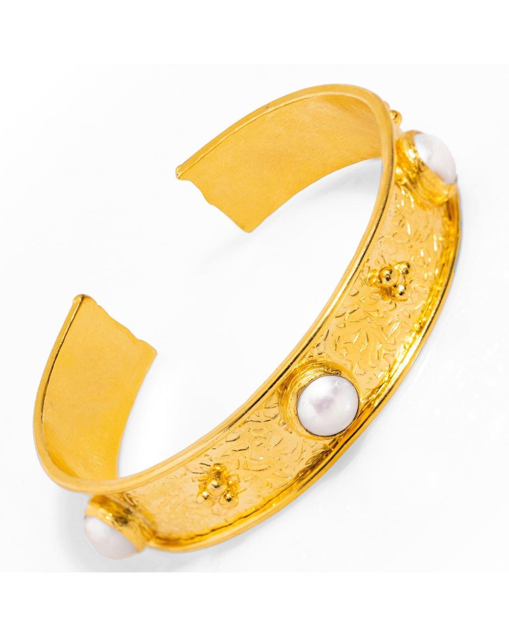 Ebru Jewelry Metallic Pearl & Boho Chic Cuff Bracelet