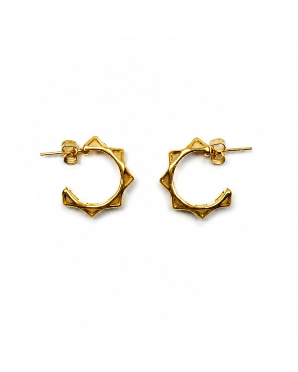 Jagged Halo Jewelry Metallic Jagged Hoop Earrings Stainless Steel Plating